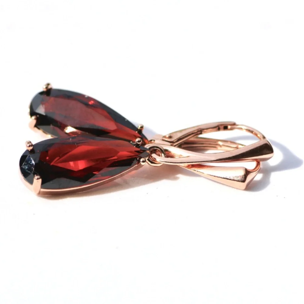 Sold❌️New Red Garnet Earrings 18k Rose Gold Vermeil , January Birthstone - Picture 3 of 12